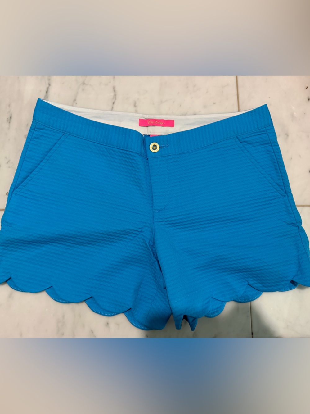 Lilly Pulitzer Bright Blue Scalloped Hem Shorts